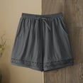 thumbnail image 5 of Cmfcve Shorts for Women Summer Casual Linen Ruffle Shorts Elastic Waist Lounge Shorts with Pocket, 5 of 6