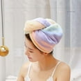 thumbnail image 2 of Toalla de microfibra para secado de cabello para mujer, turbante de secado rápido, toalla para el cabello con botón, 2 of 7