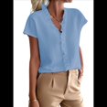 thumbnail image 2 of Camisetas Sin Mangas de Verano Informales con Cuello en V y Volantes para Mujer Azul L, 2 of 8