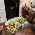 thumbnail image 5 of Happy Easter Bunny Doormat, Colorful Flowers Kitchen Mat, Cute Spring Bunny Floral Kitchen Mat, Waterproof Non Slip Easter Doormat for Home Office Bathroom Party Decor, 47*31 inch, 5 of 7