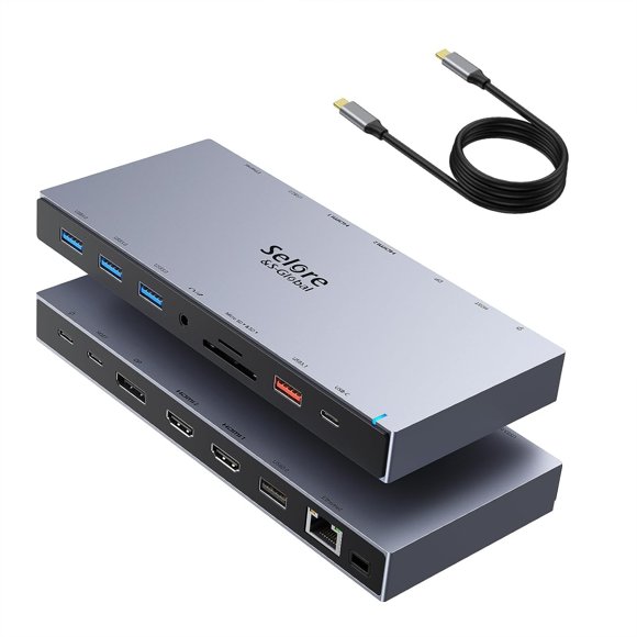 Estación de acoplamiento Selore&S-Global con doble monitor HDMI 3 USB-C de 100 W