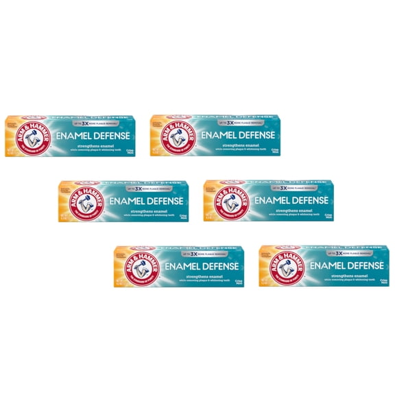 6 Pk ARM & HAMMER Enamel Defense Toothpaste 4.3oz Tube, Crisp Mint, Fluoride