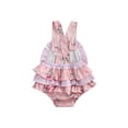 thumbnail image 3 of ITFABS Baby's Girl Casual Romper, Toddler's Rabbit Print Pleats Ruffle Romper, 3 of 8