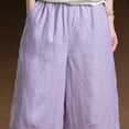 thumbnail image 4 of Mifsaly Flowy Capri Pants for Women High Waisted Wide Leg Culottes with Pockets Lightweight Breathable Summer Casual Work office Wear Outfits Purple,L, 4 of 5