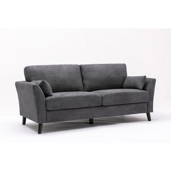 Damian Gray Woven Fabric Sofa with Accent Pillows