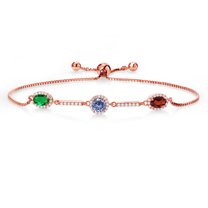 Gem Stone King 18K Rose Gold Plated Silver Bracelet Nano Emerald Persian Blue Moissanite (1.47 Cttw)