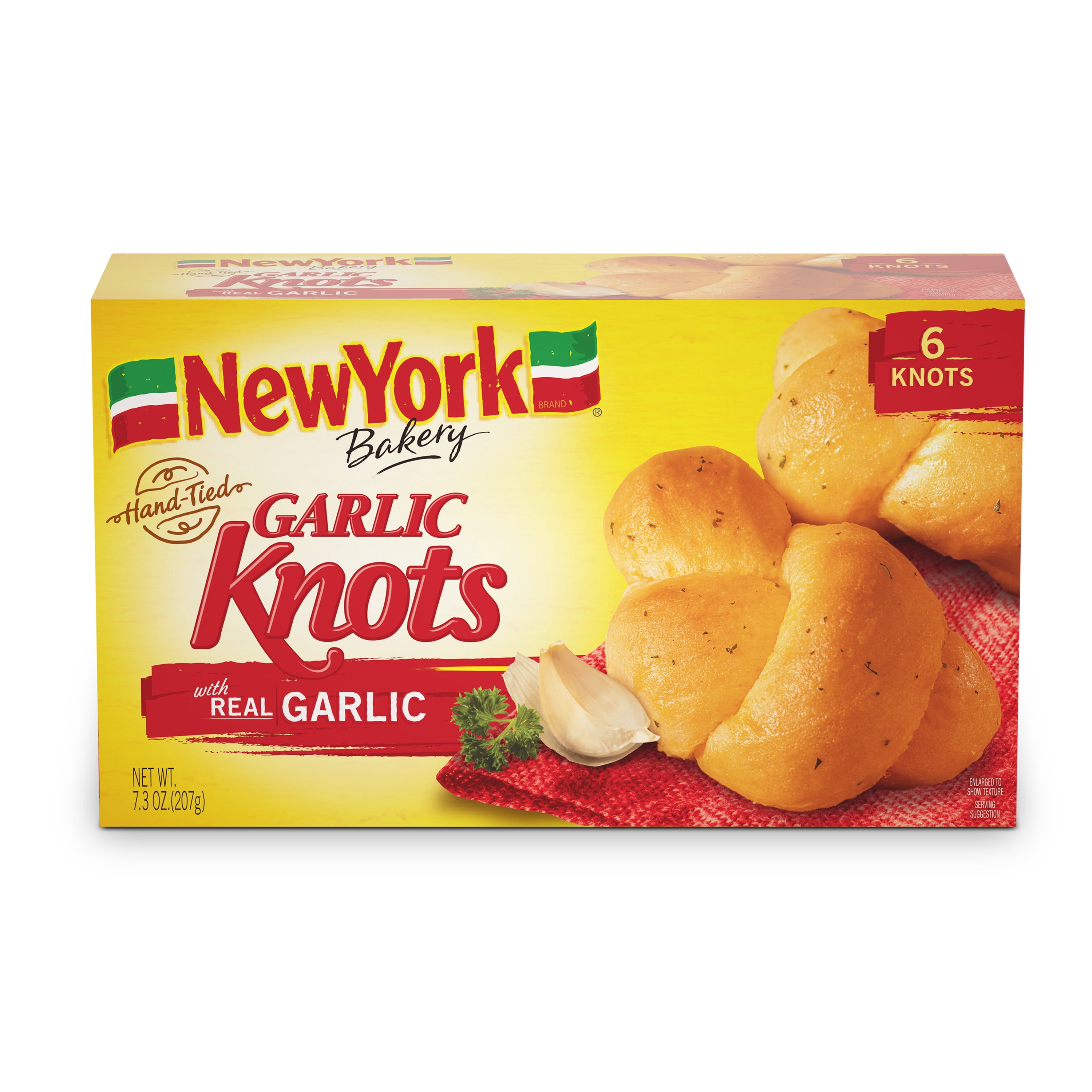 New York Bakery Real Garlic Hand-Tied Garlic Knots, 7.3 oz (6 Count), Frozen