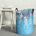 thumbnail image 5 of Laundry Basket, Hanging Orchids Floral Blue Laundry Hamper Waterproof Laundry Bag Clothes Hamper Laundry Bin with Handles for Bedroom, Living Room, Kids Room, 5 of 6