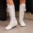 thumbnail image 4 of SACFOF Stylish Women Victorian Boots Low Kitten Heel Mid Calf Boots Lace Up Cute Bow Boots for Ladies Witch Shoes, 4 of 6