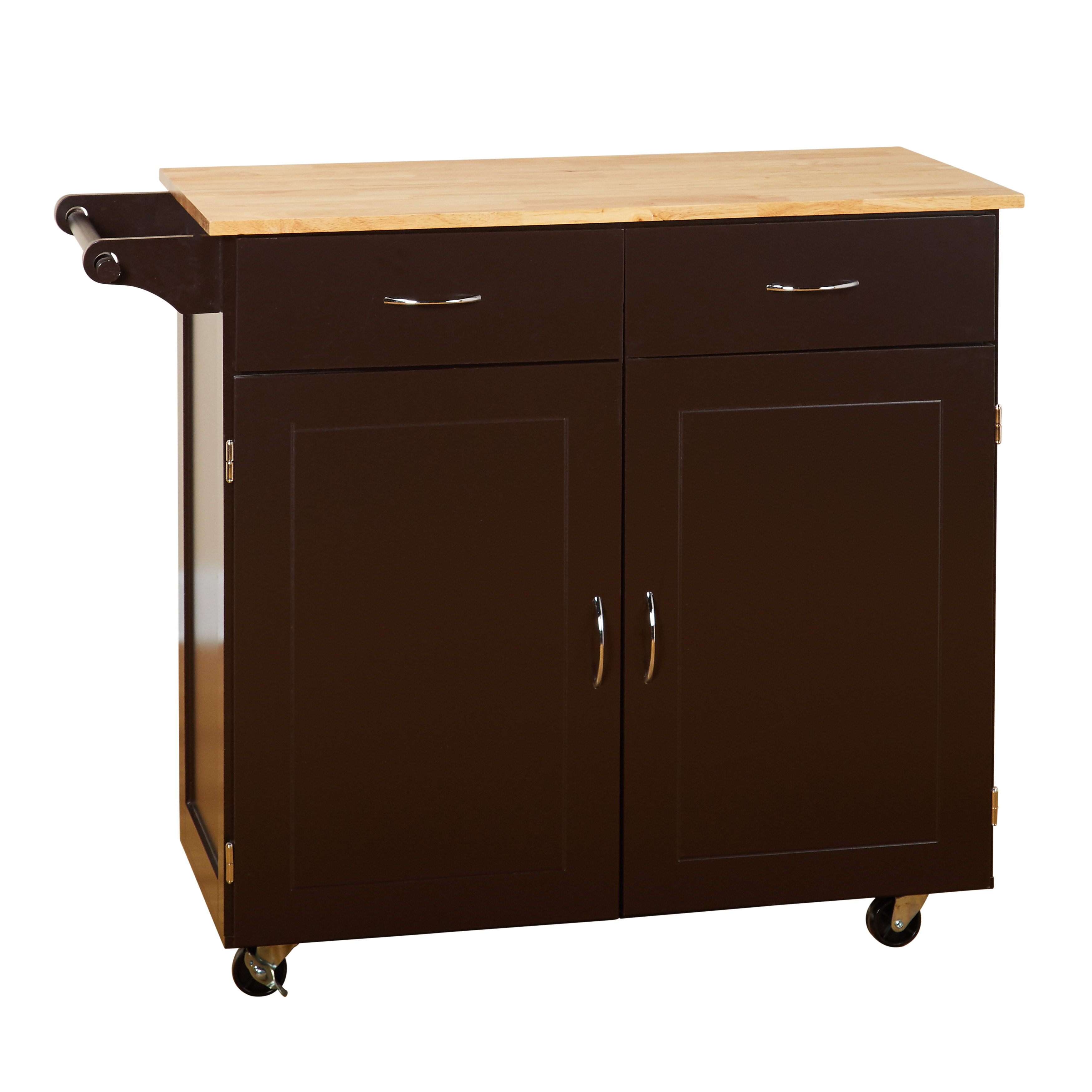 TMS Large Kitchen Cart with Rubber wood Top, Espresso - image 4 of 5