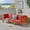 Red, variant on Noble House Oana Outdoor Modular Acacia Wood Sofa with Cushions Gray and White