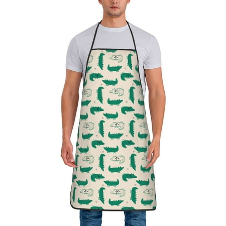 

Gaeub Cartoon Crocodile Print Apron for Men and Women Waterproof Apron for Cooking Dishwashing Lab Butcher Dog Grooming