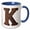 Blue/White, variant on 3drose, Urban Image of Rusty Metal Monogram Letter K, 11oz Two-tone Black Mug