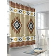 thumbnail image 3 of Southwest Geometric Shower Curtain, Bohemian Tribal Style Khaki Waterproof Shower Curtain Set with 12 Hooks Lightweight Washable Fabric Shower Curtains for Bathroom 72x84 Inches, 3 of 6