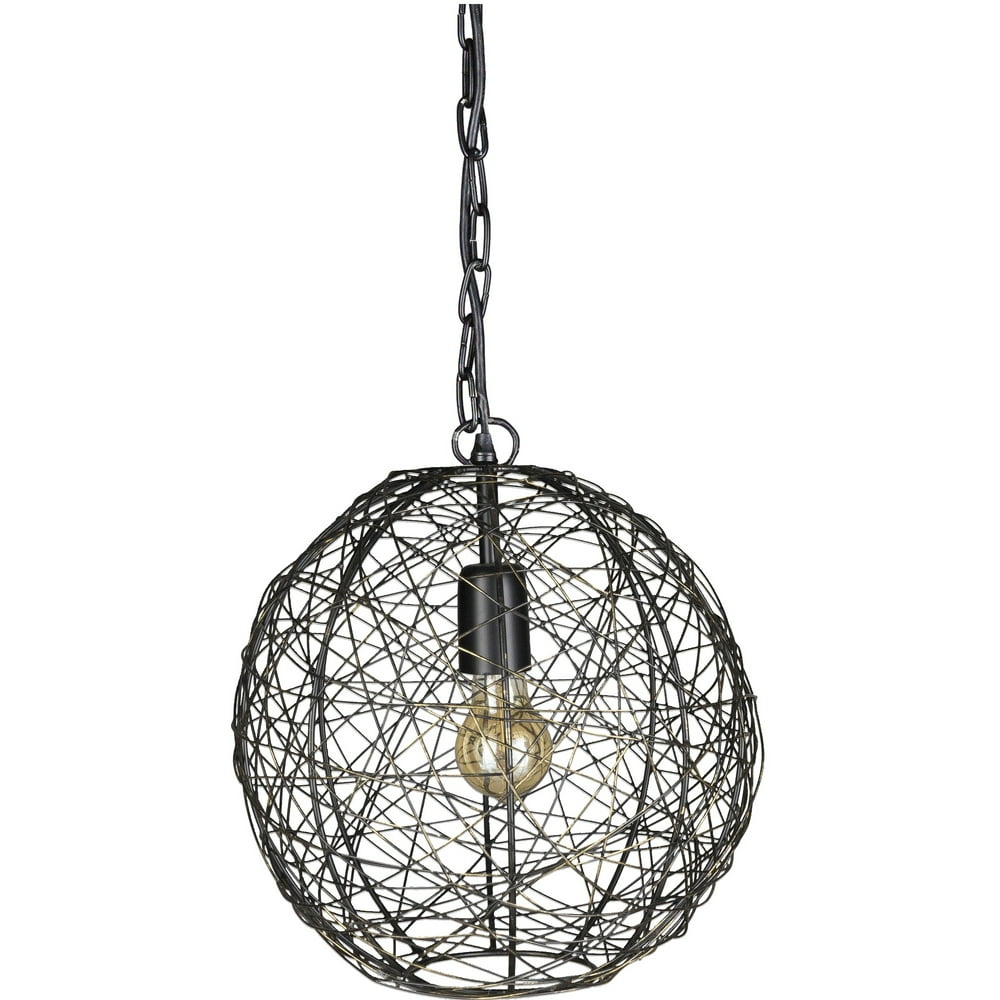 14” Bronze Round Wire Design Hanging Pendant Ceiling Light Fixture