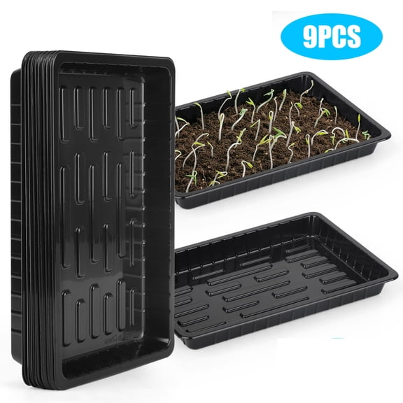 9pcs Plant Growing Trays, EEEkit 10x7'' Seed Starter Trays with Drainage Holes for Indoor Outdoor Gardening