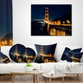 thumbnail image 3 of Designart Golden Gate at Night - Sea Bridge Throw Pillow - 18x18, 3 of 4