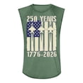 thumbnail image 3 of Mens Tank Top 250 Patriotic USA Flag Print Sleeveless Crew Neck Tee Moisture Wicking Regular Fit Soft Summer T-Shirt, Army Green, #01 Army Green, 3 of 3