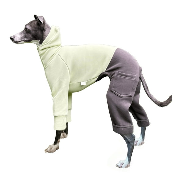 HQREA Dog Hoodie Onesie for Greyhounds 4-Legged Turtleneck Whippet Dog Coat Jumpsuit with Pocket