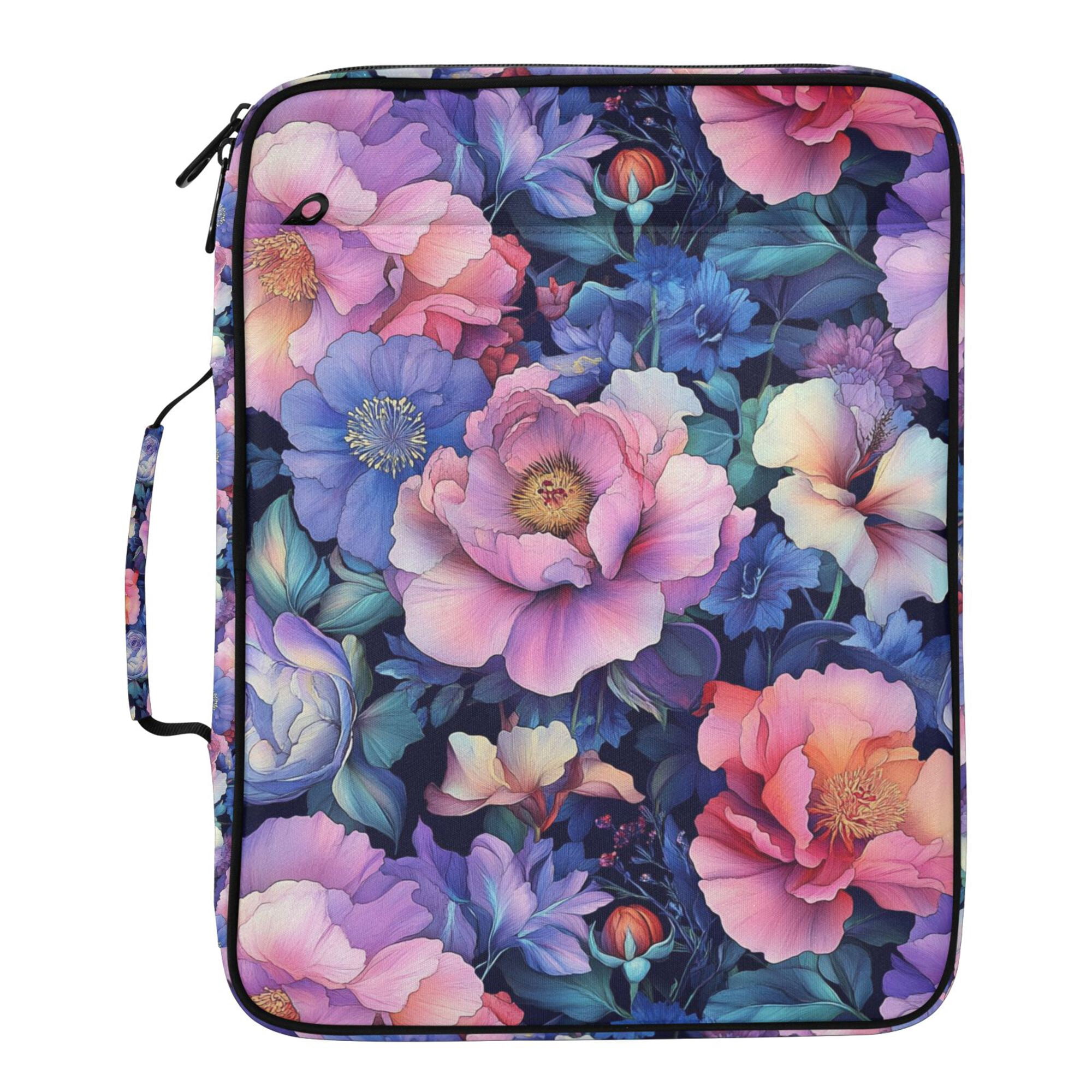 FORMRS Accordion File Folder A4 Size 7-Pocket Expanding Document Organizer Bag with 3 Ring Binder, Colorful Art Flowers