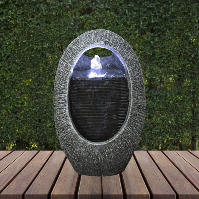 Angelo Décor Enzo Indoor/Outdoor Tabletop Fountain with energy-efficient pump and LED accent lighting