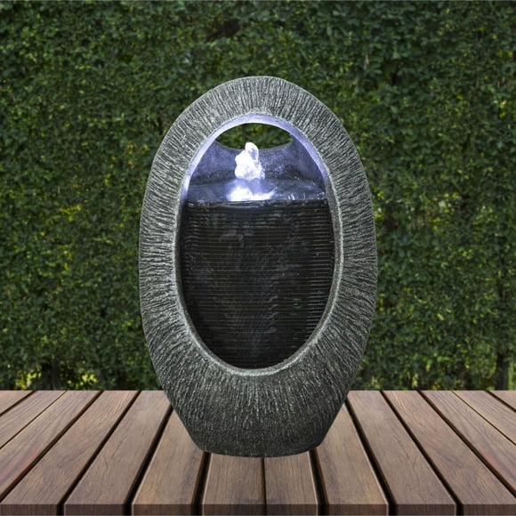 Angelo Décor Enzo Indoor/Outdoor Tabletop Fountain with energy-efficient pump and LED accent lighting