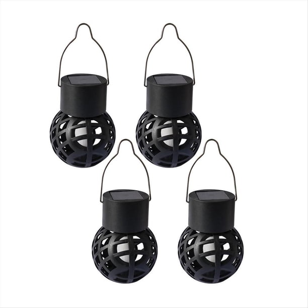 4 Piezas LED Linterna Colgante con Efecto de Llama para Exteriores Lámpara de Decoración de Jardín Impermeable Luz de Hadas Solar para Patio Jardín Patio