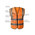 thumbnail image 4 of High Visibility Reflective Safety Vest with Front Zippered Pockets - Meets ANSI/ISEA Standards (Orange Color - Size: L), 4 of 5