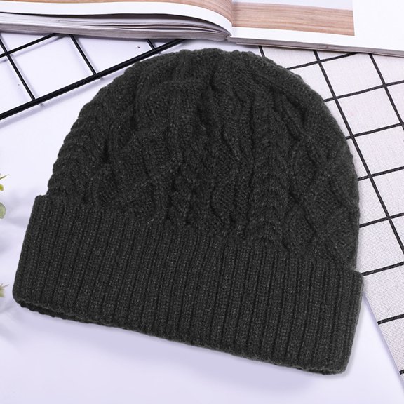 vnanda Unisex Knitted Hat Unisex Winter Fall Hat Elastic Knitted Dome Shape Solid Color No Brim Anti-slip Regular Fit Thick Warm Windproof Adult Beanie Warm