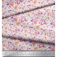 thumbnail image 2 of Soimoi Orange Cotton Duck Fabric Leaves & Grandiflora Roses Floral Fabric Prints By Yard 58 Inch Wide, 2 of 3