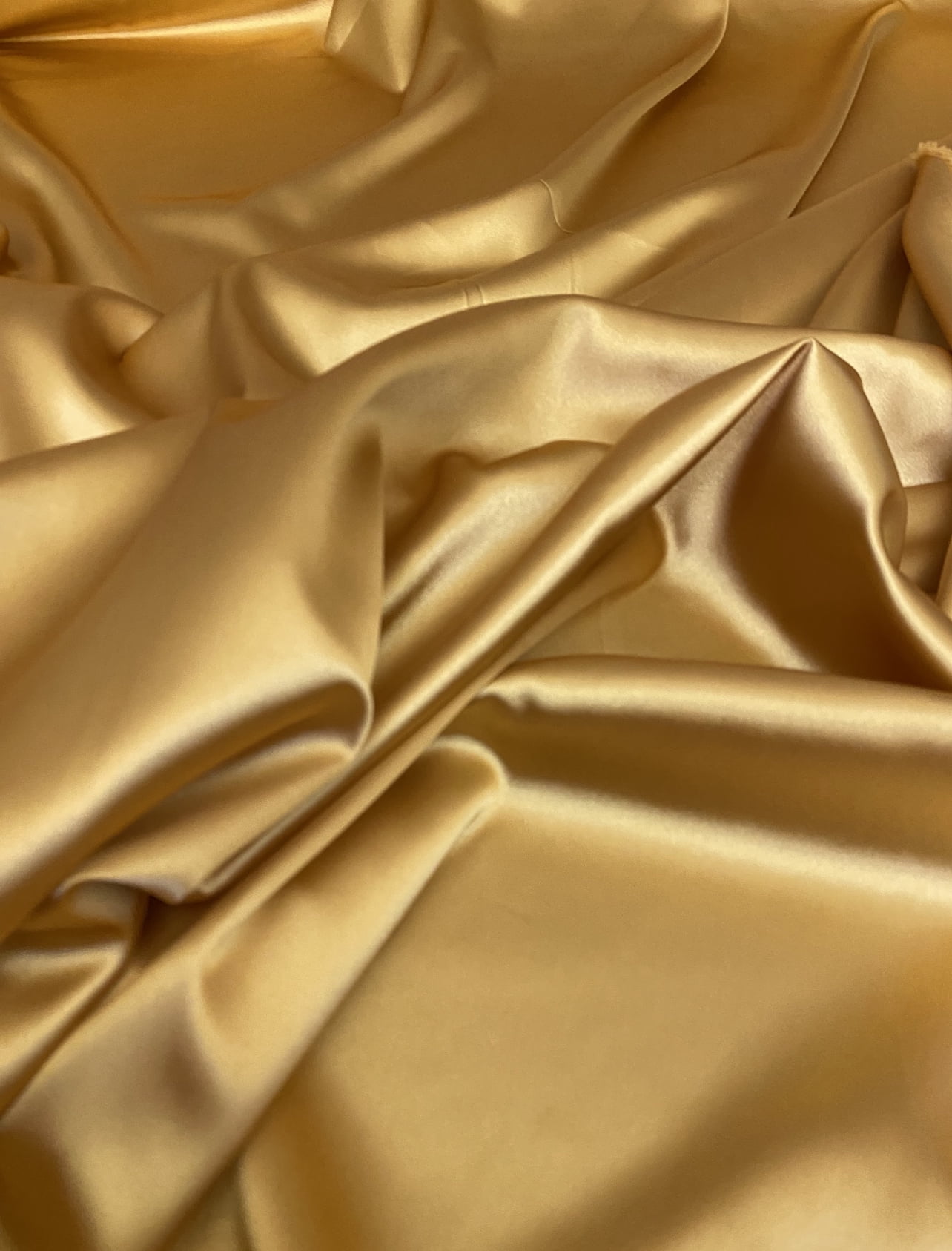 Deep Gold Stretch Silky Satin Fabric by Yard