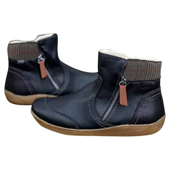 Women's Casual Short Ankle Boots Vintage 2025 Arch Support Flat Booties Comfortable Slip on Walking Shoes