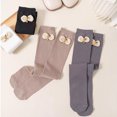 thumbnail image 4 of Godderr 2 Pairs Toddler Girls Academy Socks 3-13Y Autumn Spring Mid-Calf Socks Soft over Calf Socks Kids Knee High Socks Bow-Tie Thigh High Socks, 4 of 9