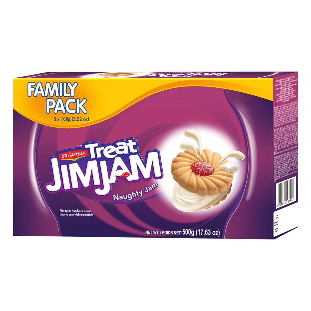 Britannia Treat Naughty Jim Jam Sandwich Biscuits 17.62oz (500g