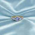 thumbnail image 2 of Three Stone 0.92 Cts Tanzanite Rare Cut 925 Sterling Silver Gold Vermeil Accent Women Valentines Day Gifts Ring, 2 of 6