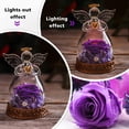 thumbnail image 3 of Figura de ángel Aastin con luz LED de rosa preservada de color morado, 3 of 8