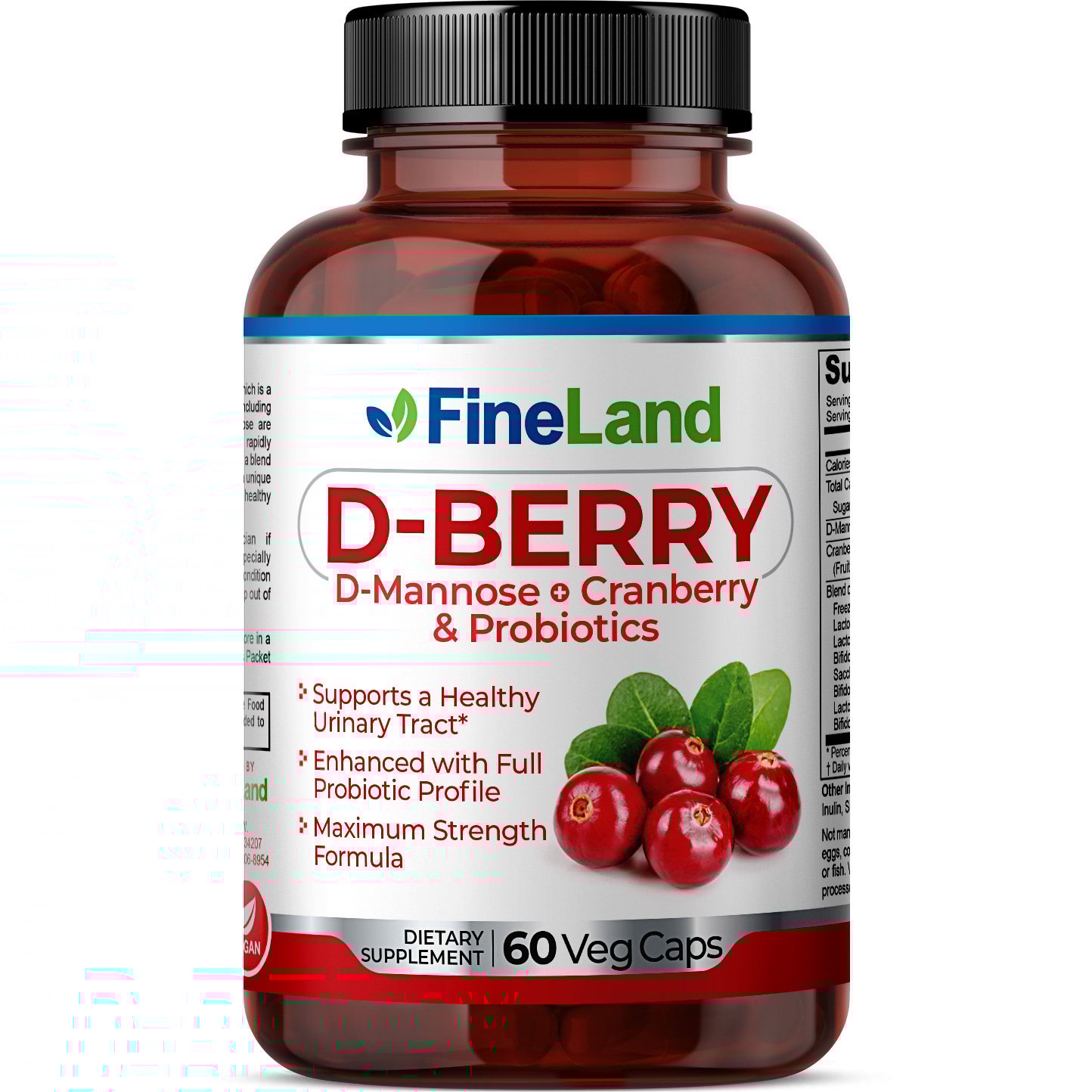 Fineland Vitamins D-Berry D-Mannose Urinary Tract Support 60 Capsules