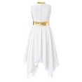 thumbnail image 2 of YONGHS Girls Praise Lyrical Dance Dress Sleeveless Asymmetrical Liturgical Worship Dancewear Performance Costume White 6, 2 of 7