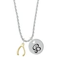 thumbnail image 1 of Delight Jewelry Goldtone Wishbone Silvertone Script Initial Disc - B - Charm Necklace, 20"+3", 1 of 4
