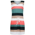 thumbnail image 3 of Aimik Summer Sleeveless Mini Tank Dresses for Women Casual V Neck Sundress Striped Drawstring Beach Sun Dress with Pockets & Belt, 3 of 5
