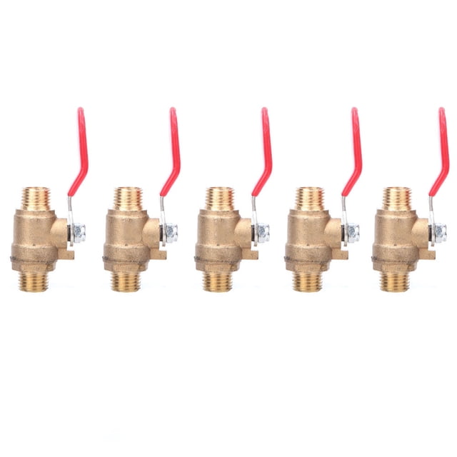 5 Pcs Ball Valve G1/4 Double Male Thread Thickened Brass Valve Air Compressor Accessory
