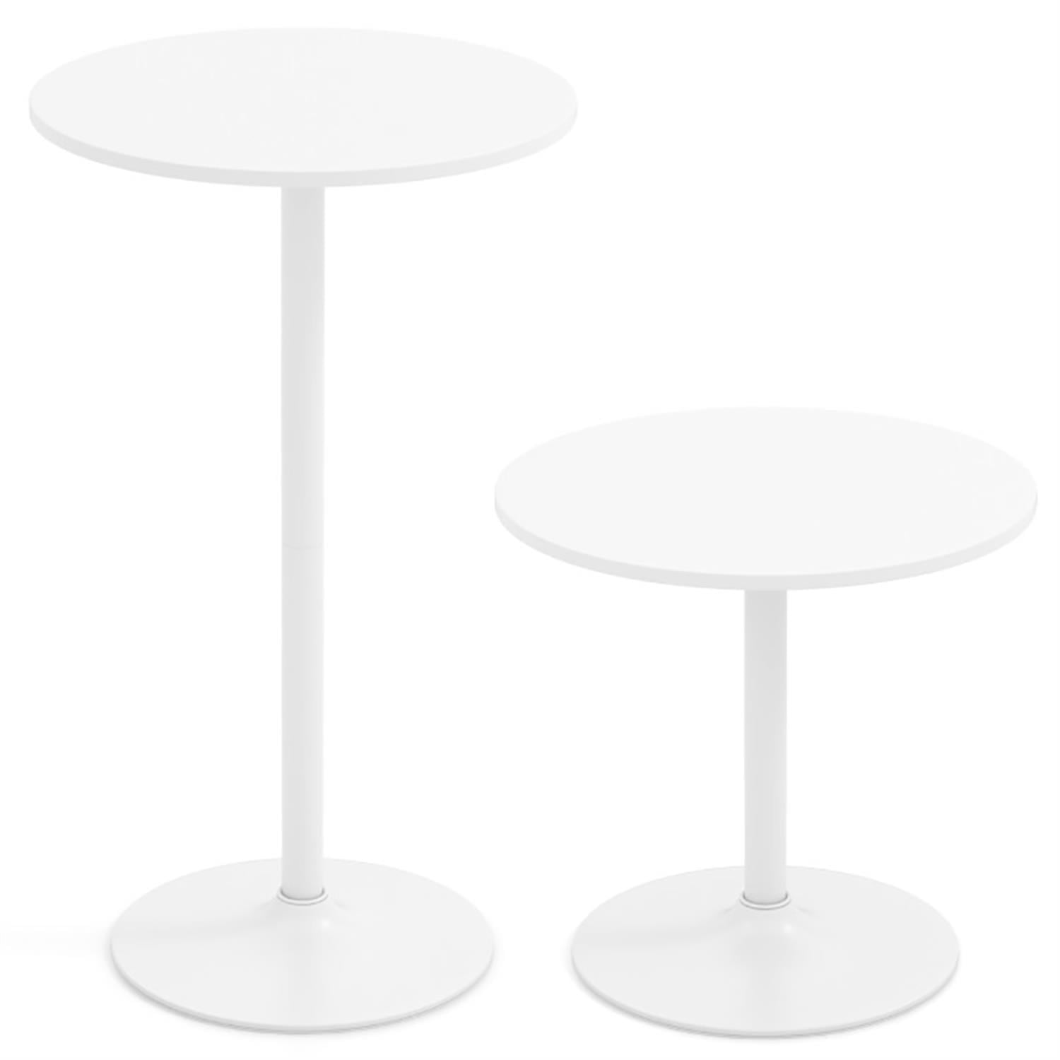 Demi Bonn Marble Round Bistro Pub Table Set of 2, 40" Bar Height Coffee Cocktail Table Metal Base MDF Top, Perfect for Small Space, White