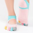 thumbnail image 5 of Calcetines de Yoga de algodón para mujer, antideslizantes, para gimnasio, cinco dedos, sin espalda, deportivos, calcetines elásticos altos Inevent HA2218-03B, 5 of 5