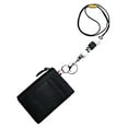 thumbnail image 2 of Genuine Leather Slim Minimalist Wallet with Zipper & Lanyard, Saffiano Leather Credit Card Holder Front Pokcet ID Badge Case RFID Blocking - Card Holder & Beaded Lanyard, 2 of 8