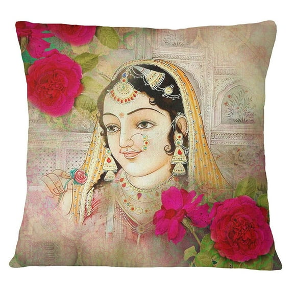 S4Sassy Home Decorative Multicolor Mughal Print Square Pillow Cushion Cover -16 x 16 Inches