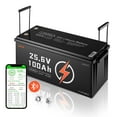 thumbnail image 1 of VEVOR 24V 100Ah LiFePO4 Lithium Battery Bluetooth Rechargeable Battery 50A BMS, 1 of 9