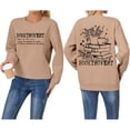 thumbnail image 2 of HNMKIU Sweatshirts for Women Letter Print Round Neck Pullover Top Hoodie for Fall Winter Casual Womens Casual Tops,Khaki,S, 2 of 4