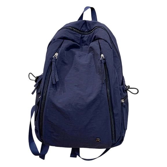 Crinkled Washed Nylon Soft Backpack Oversized Multi Pocket Lightweight Waterproof Teen Back To School Casual Travel Bookbag