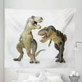 thumbnail image 1 of Dinosaur Tapestry, Tyrannosaurus Rex Pair Facing Off Ferocious Creatures Prehistoric Predators, Fabric Wall Hanging Decor for Bedroom Living Room Dorm, 5 Sizes, Ivory Brown Grey, by Ambesonne, 1 of 1