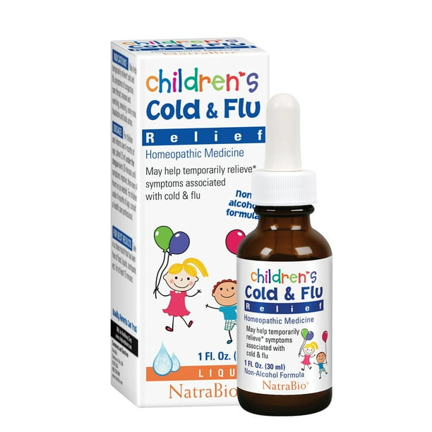 NatraBio Childrens Cold & Flu Relief Homeopathic Medicine Kids and